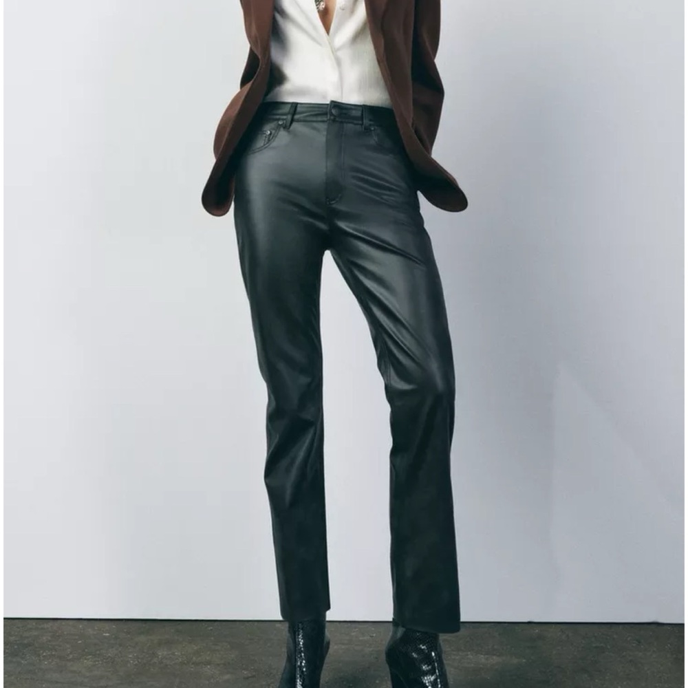 Zara High Rise Faux Leather Pants